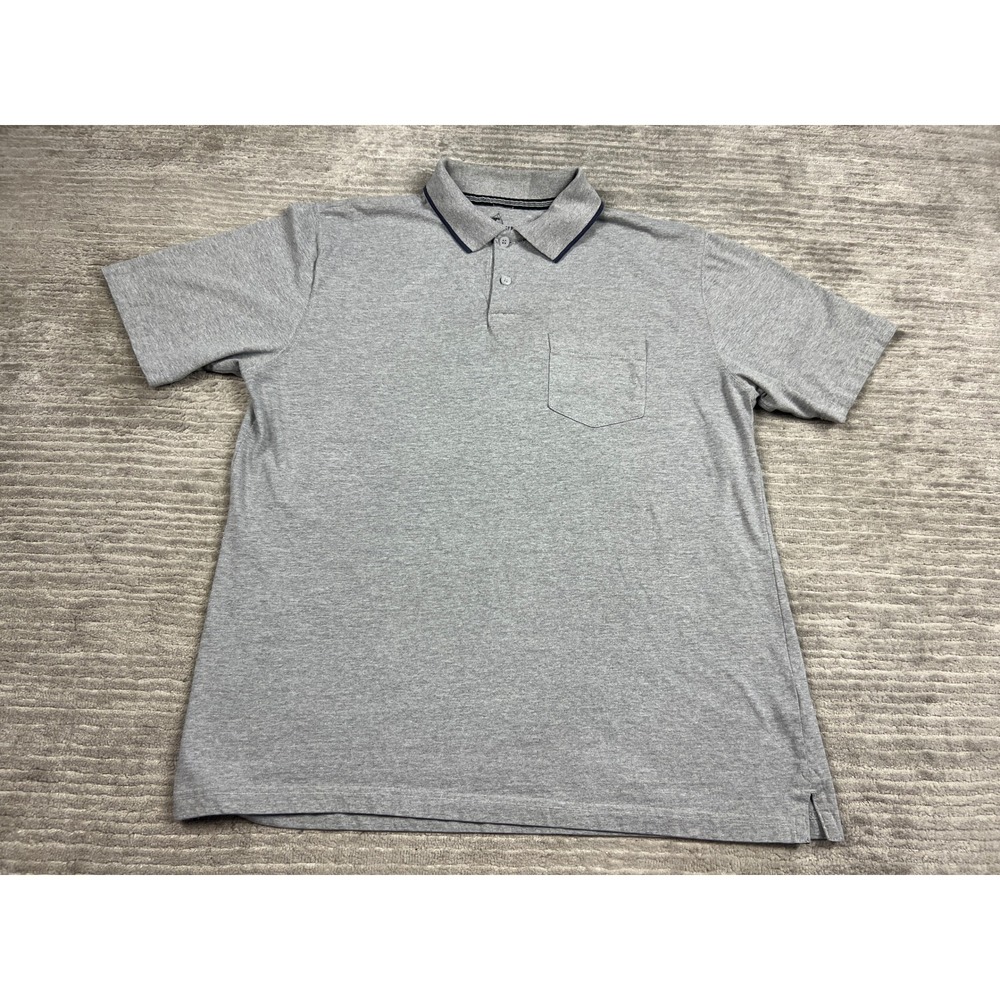 Mountain Bear Outfitters Polo Mens Large Gray Short Sleeve Pocket Casual Classic